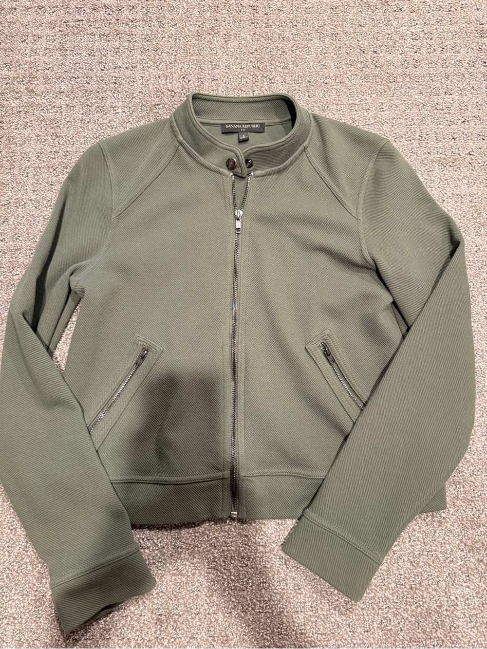 Banana Republic Olive Green Cropped Moto Jacket | Size Small